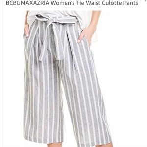 BCBGMAXAZRIA tie waist culotte pant